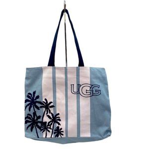 UGG palm tree blue and white tote bag